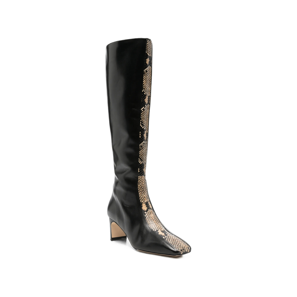 Snakeskin-Effect Panelled Boots