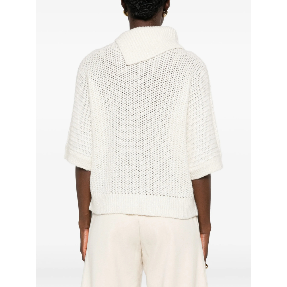 Open-Knit Short-Sleeve Sweater