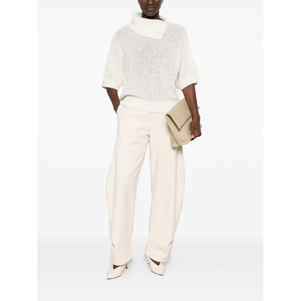 Open-Knit Short-Sleeve Sweater
