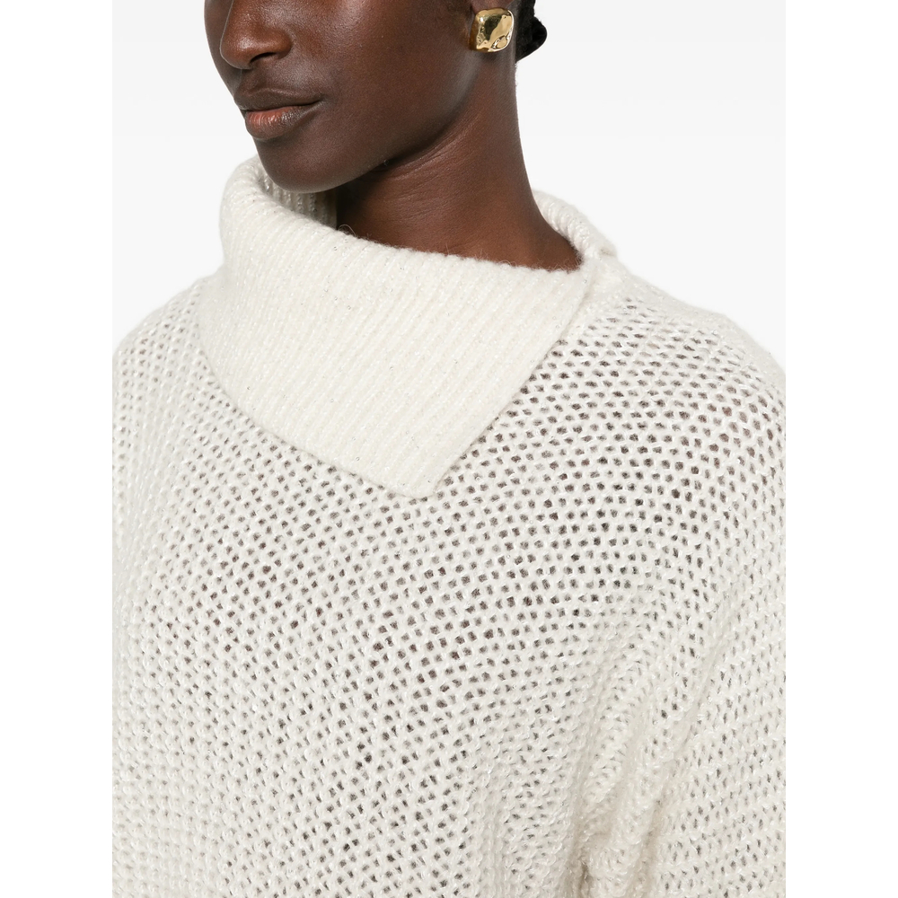 Open-Knit Short-Sleeve Sweater