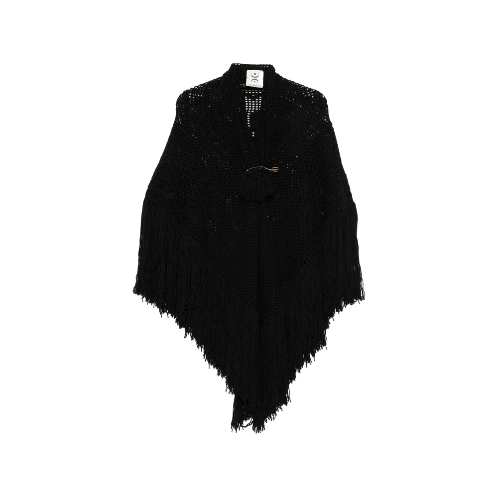 Chiara Is Scialle Peonia Crochet-knit Fringed Poncho