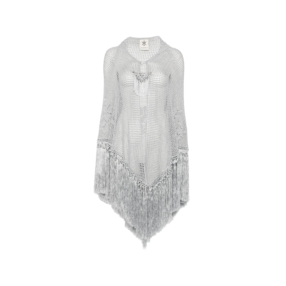 Chiara Is Scialle Rosa Fringed-trim Crochet-knit Poncho