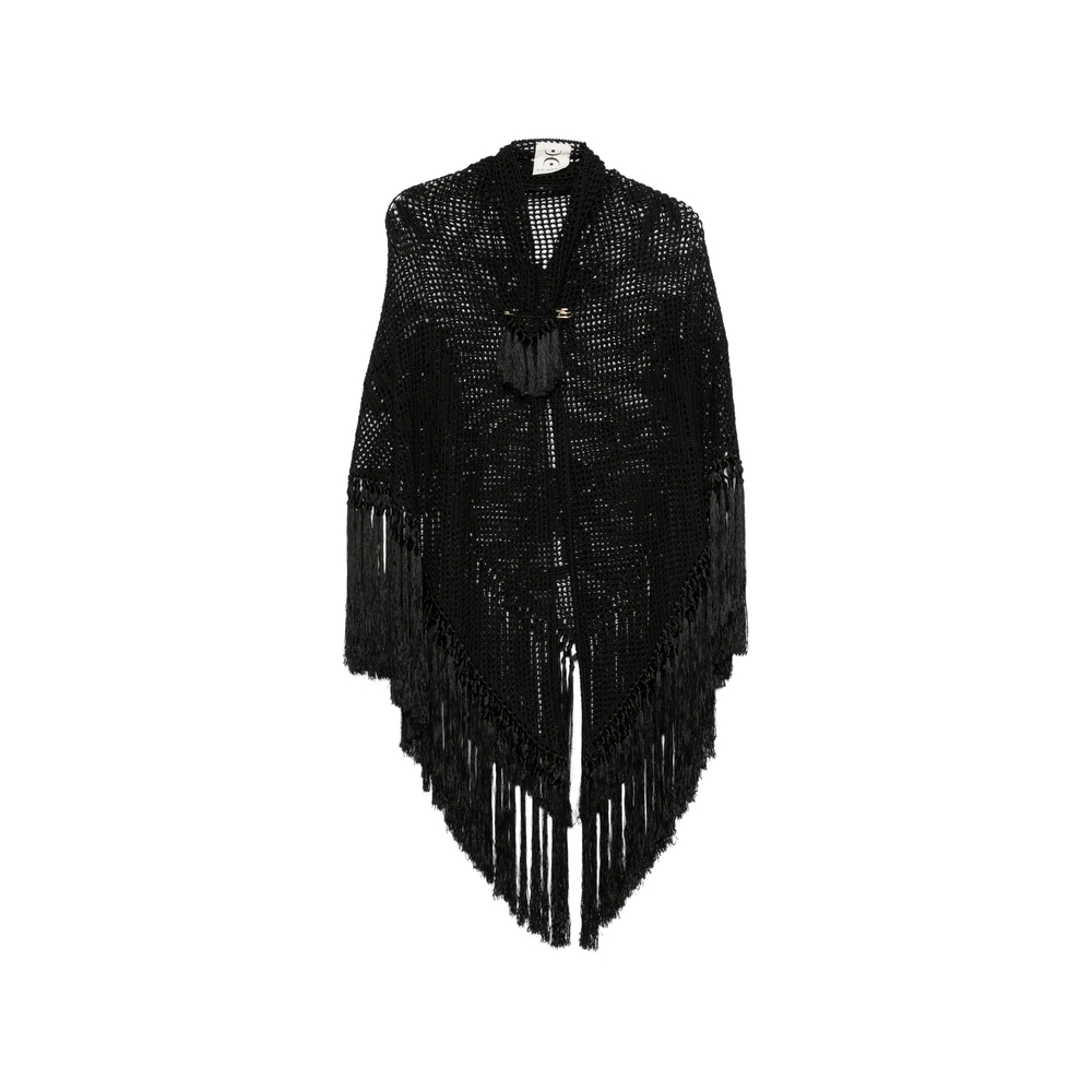 Chiara Is Scialle Rosa Crochet Fringe-trimmed Poncho