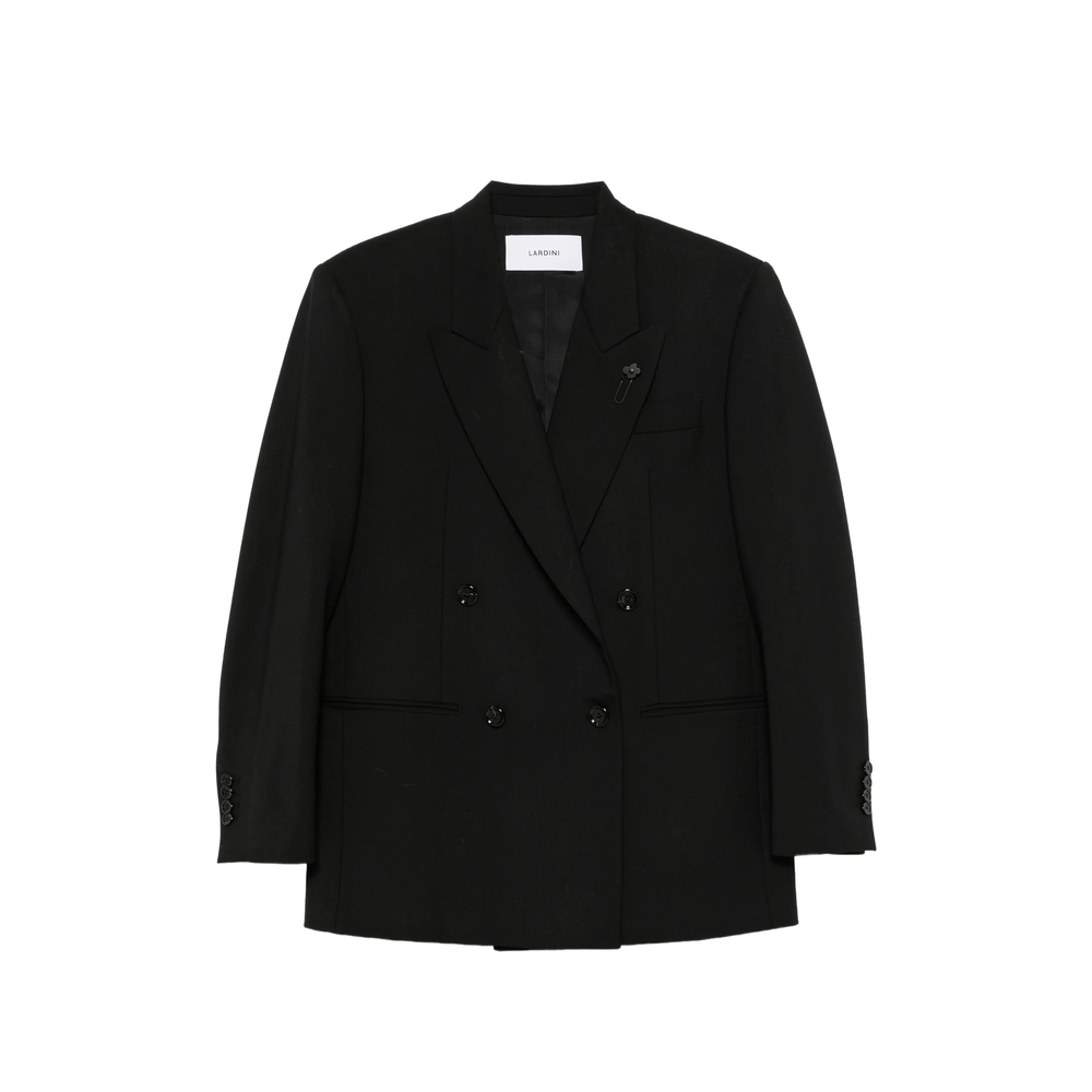 Lardini Double-breasted Wool Jacket In Black