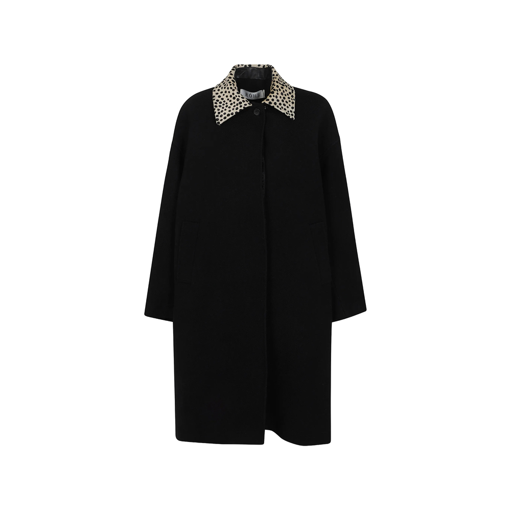 Rohe Cheetah Collar Oversized Coat In Black