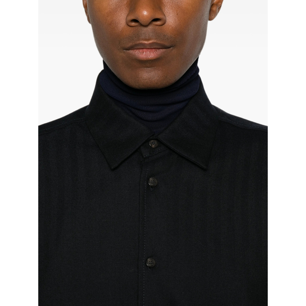 Herringbone-Weave Button-Down Shirt