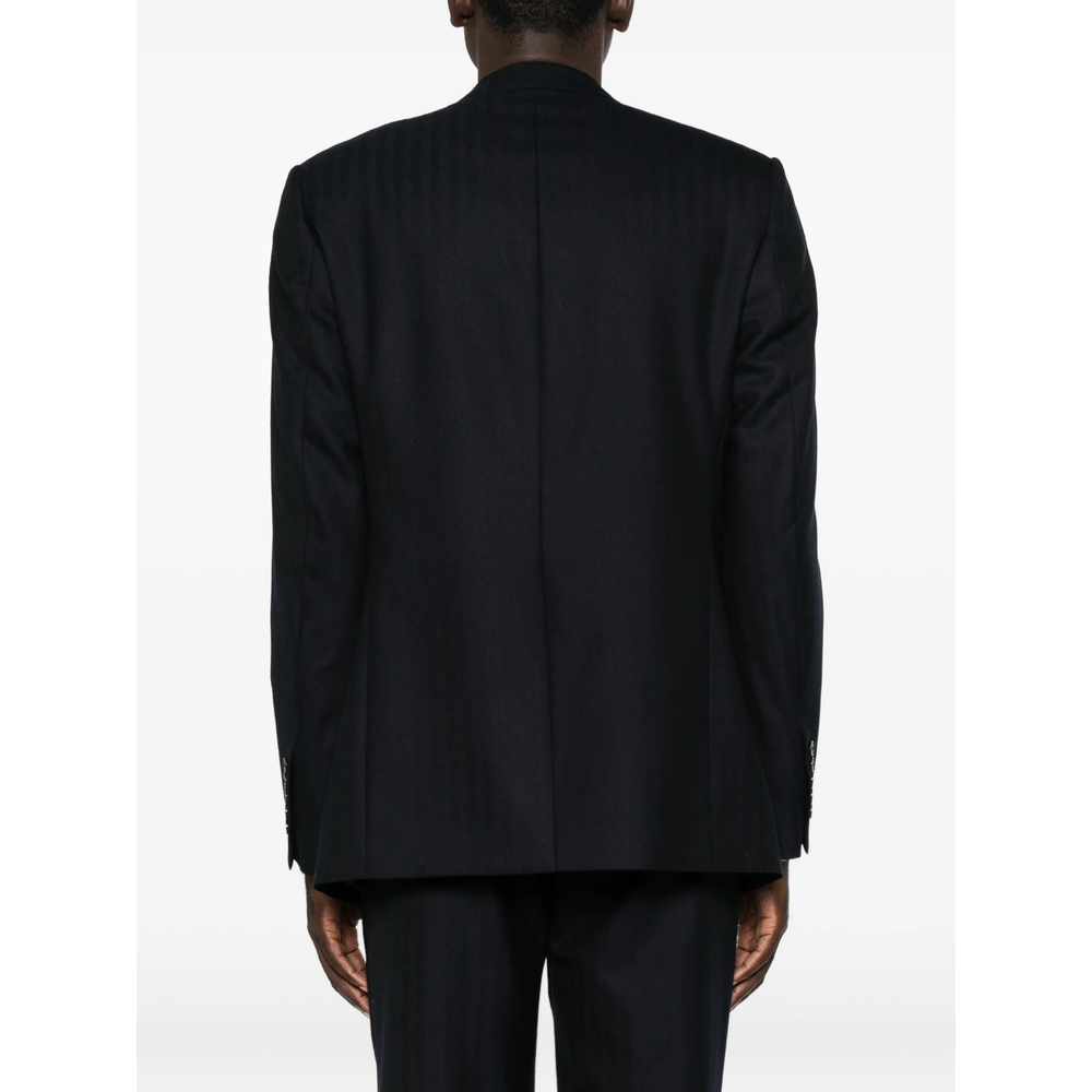 Herringbone-Pattern Single-Breasted Jacket