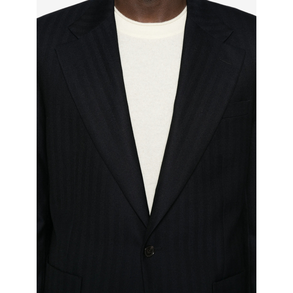 Herringbone-Pattern Single-Breasted Jacket
