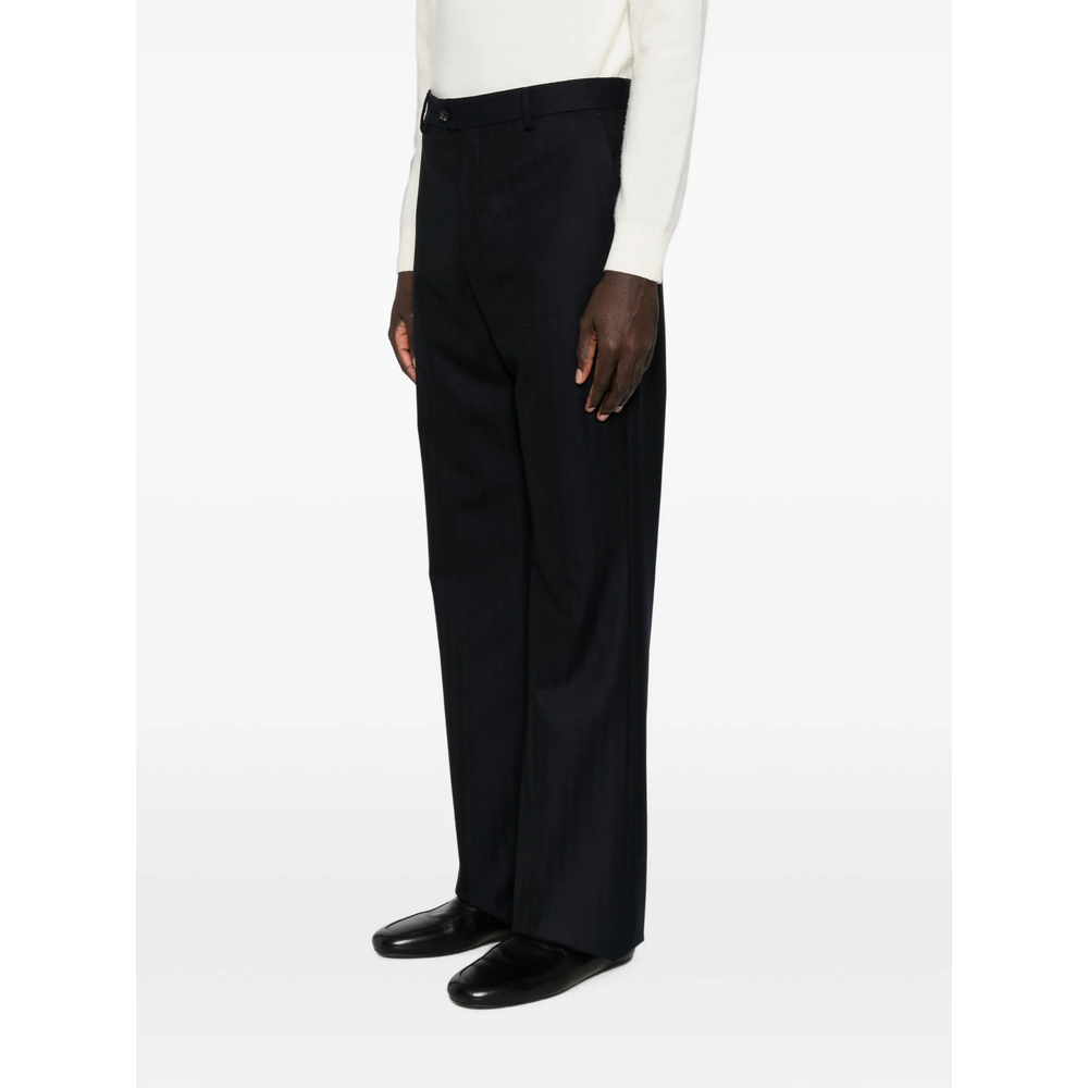 Herringbone-Pattern Wide-Leg Trousers