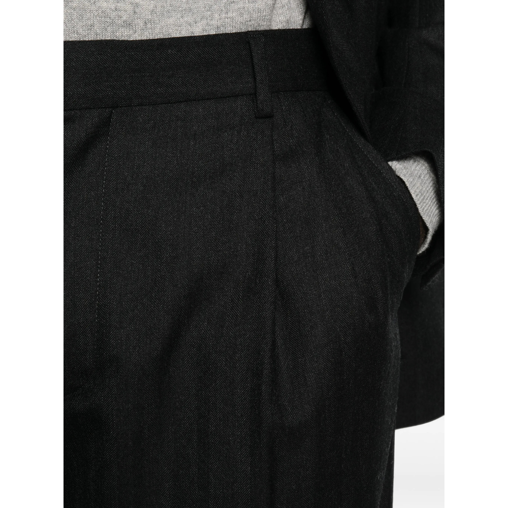 Herringbone Pleated Trousers
