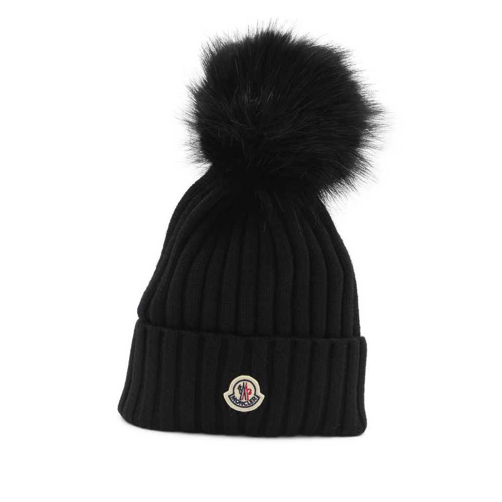 Moncler Pom-pom Rib-knit Beanie Hat
