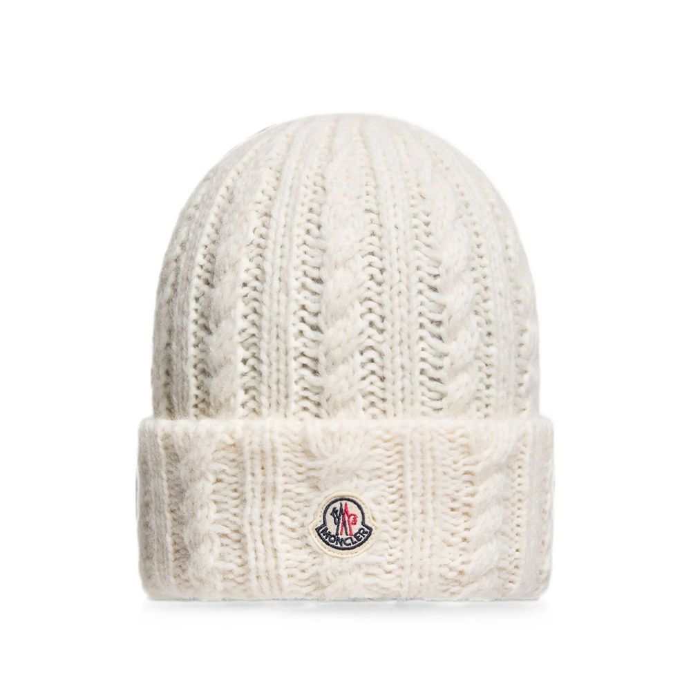 Moncler — Moncler Cable Knit Wool Blend Beanie Hat