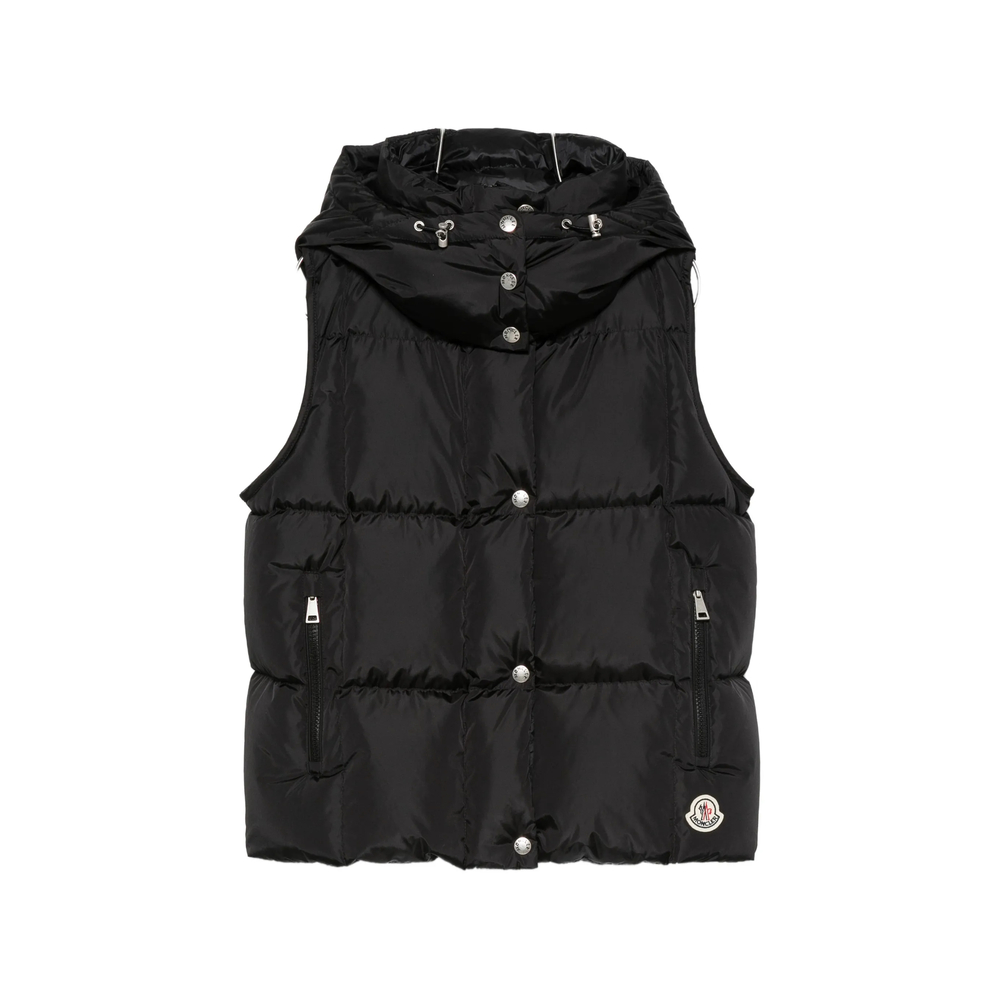Moncler Quilted Hooded Gilet In Black