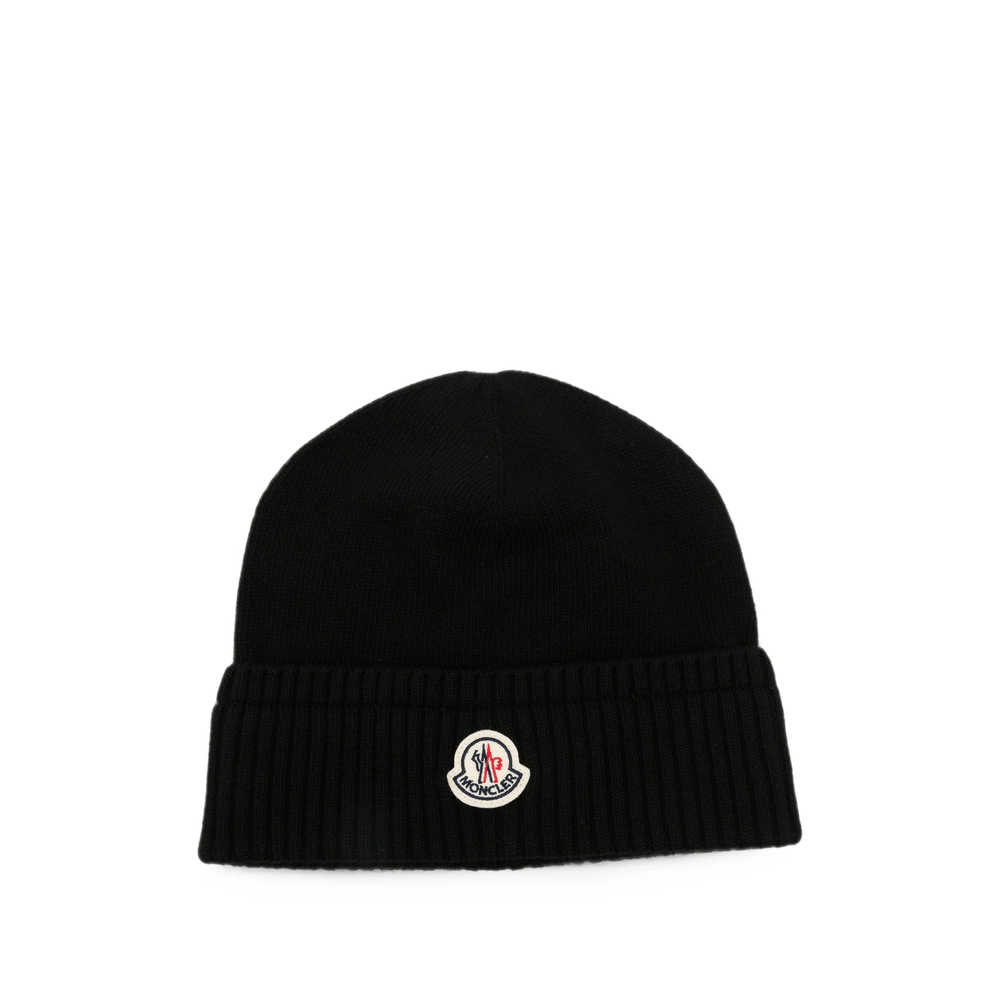 Moncler — Moncler Logo-patch Ribbed-knit Beanie Hat