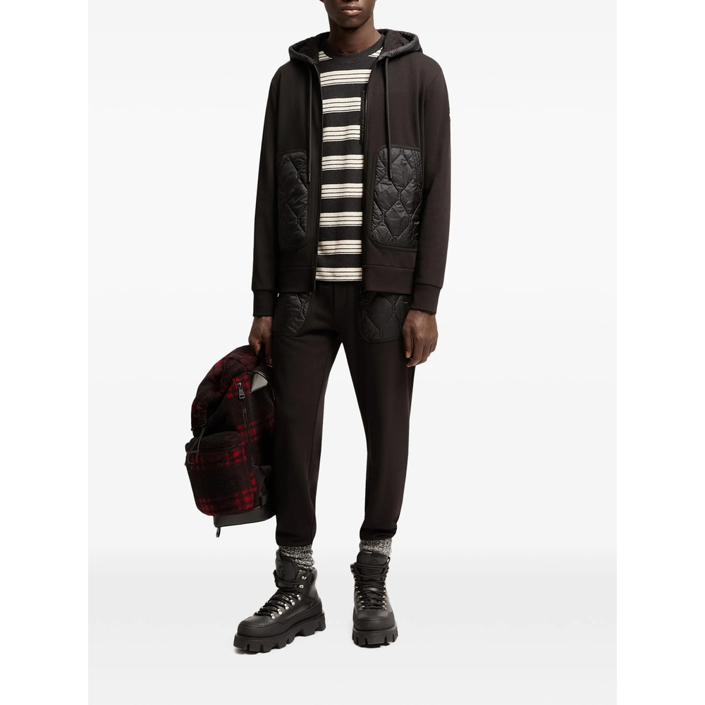 Diamond Quilted Cotton Blend Zip-Up Hoodie