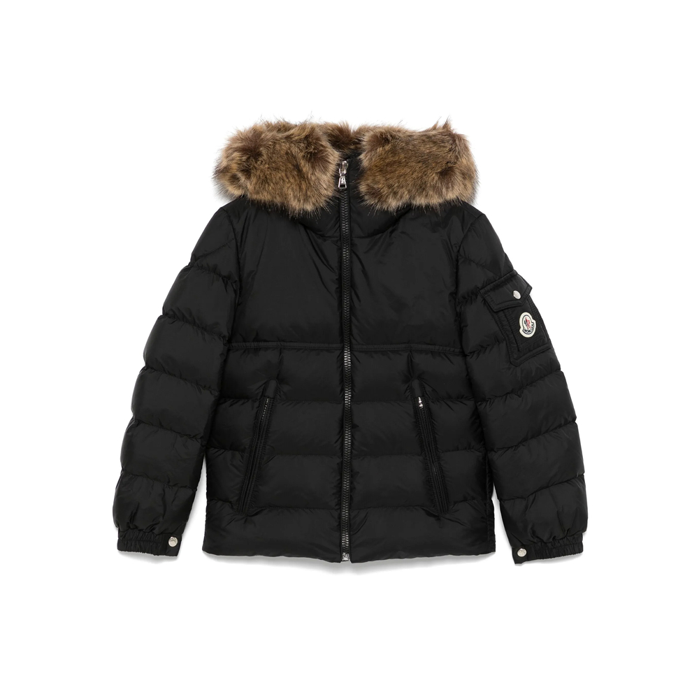 Moncler Hooded Faux-fur Trim Coat