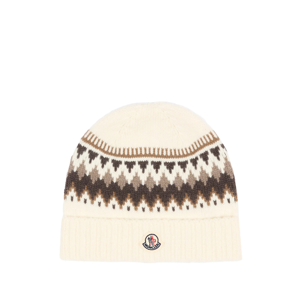 Moncler Fair Isle Virgin Wool Beanie Hat