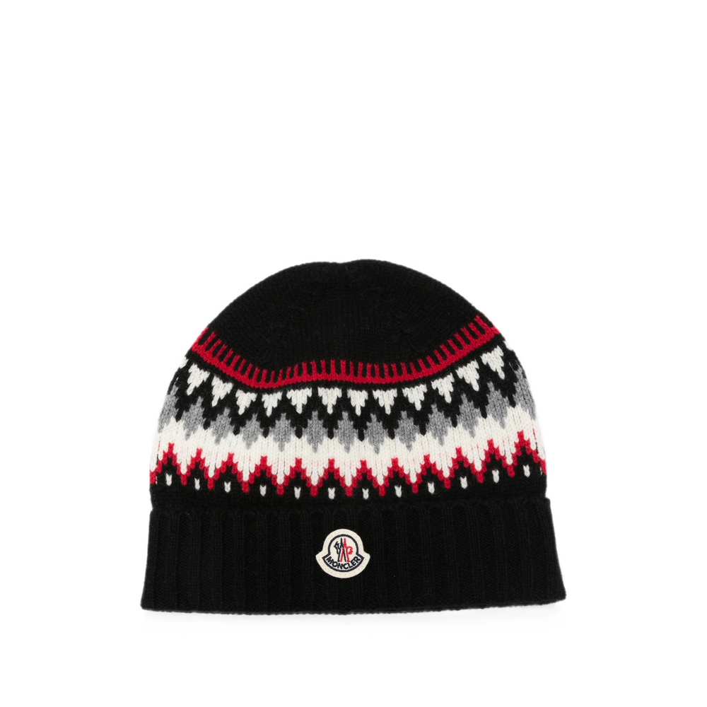 Moncler Fair Isle Logo-patch Beanie Hat