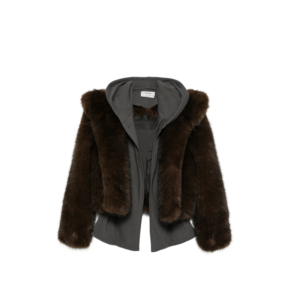 System Faux-fur Hooded Jacket