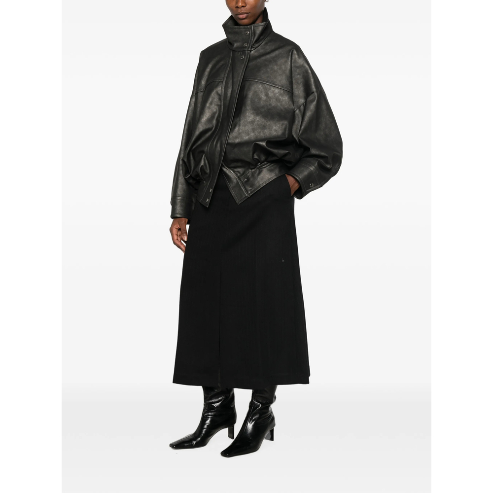 Panelled High-Neck Biker Jacket