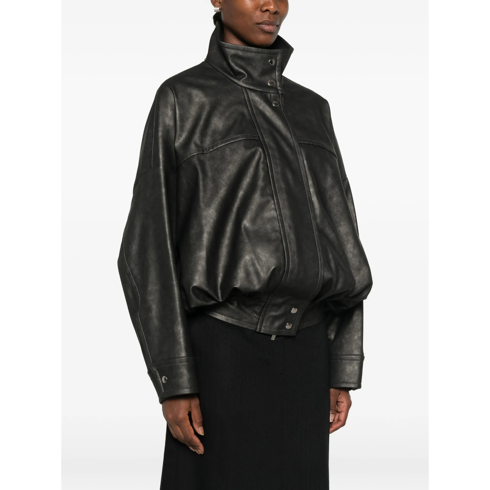 Panelled High-Neck Biker Jacket