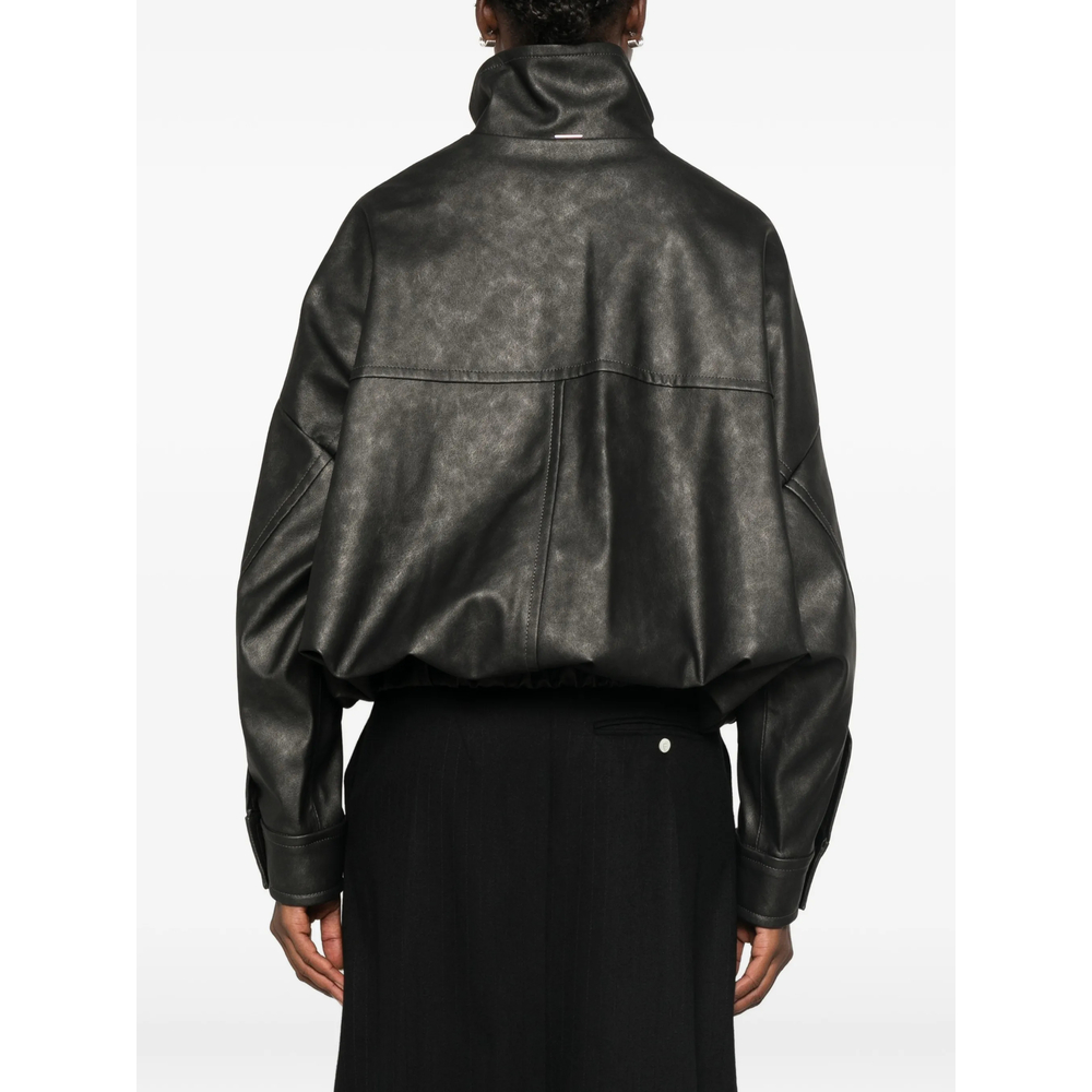 Panelled High-Neck Biker Jacket