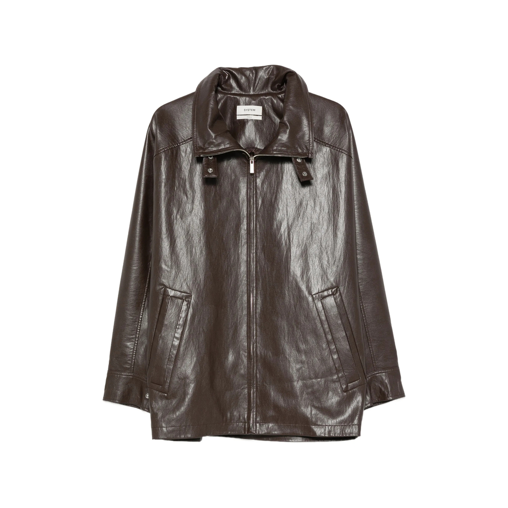 System High-neck Zip-up Biker Jacket
