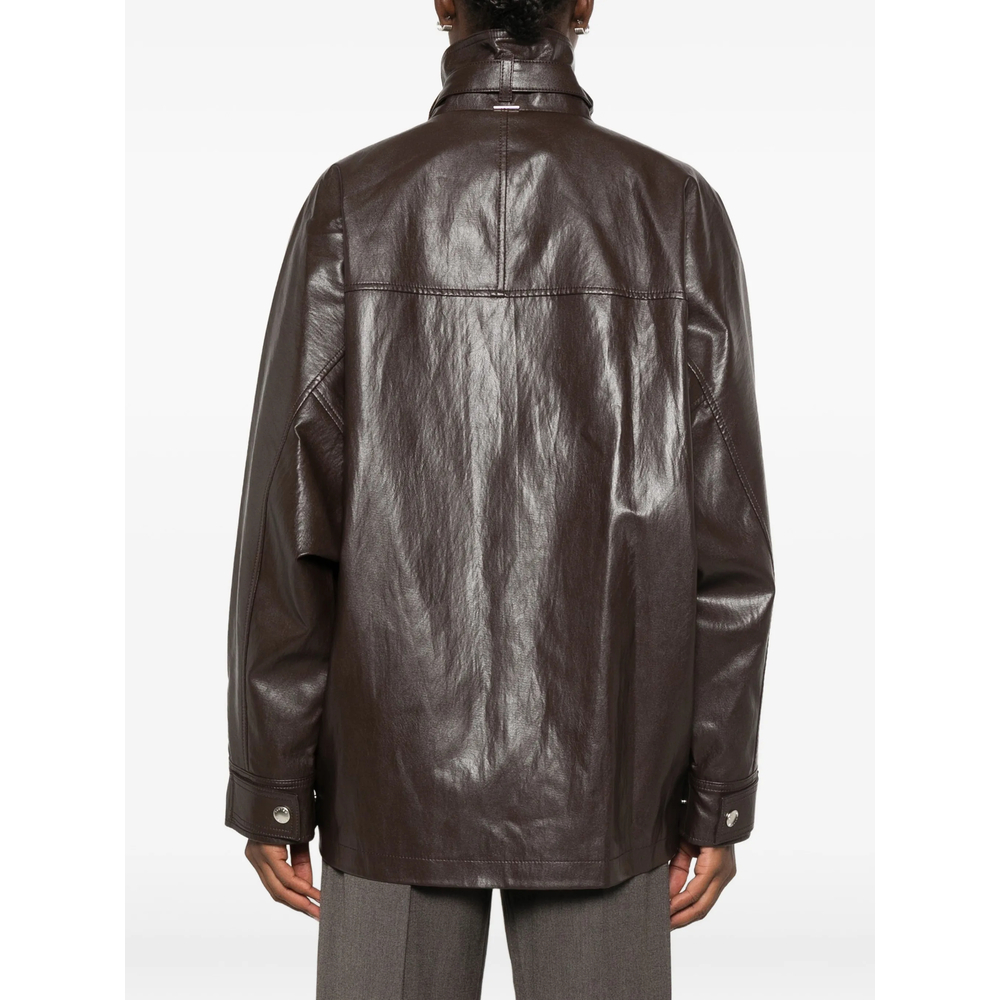 High-Neck Zip-Up Biker Jacket