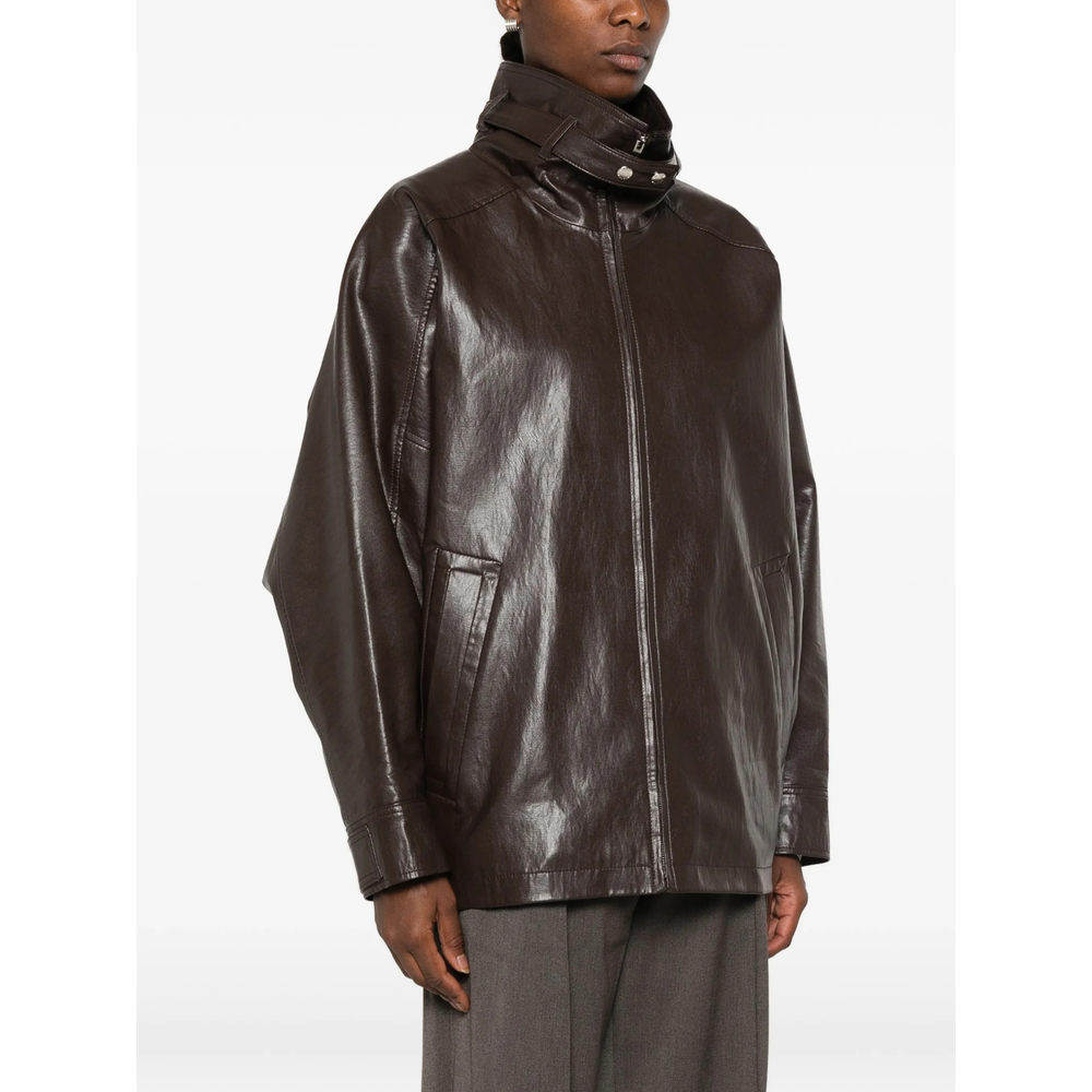 High-Neck Zip-Up Biker Jacket