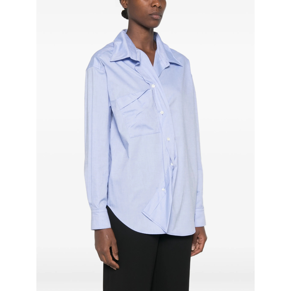 Asymmetric-Front Chest-Pocket Shirt