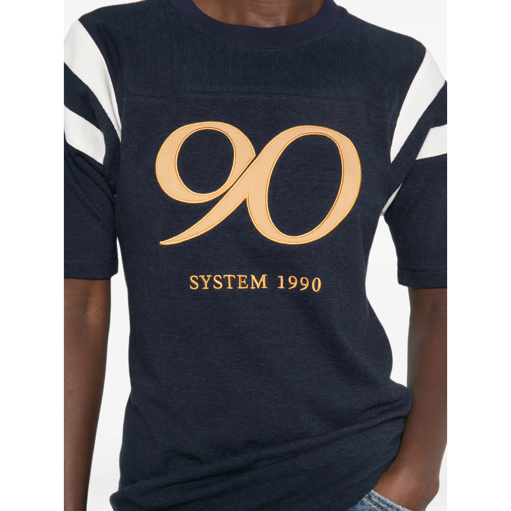 Logo-Print Striped-Sleeve T-Shirt