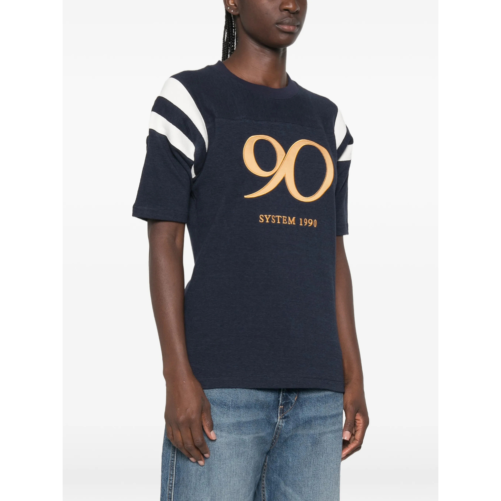 Logo-Print Striped-Sleeve T-Shirt