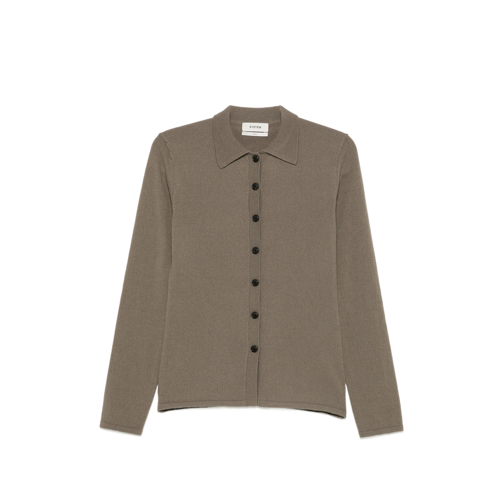 System Scarf-detail Button-up Cardigan