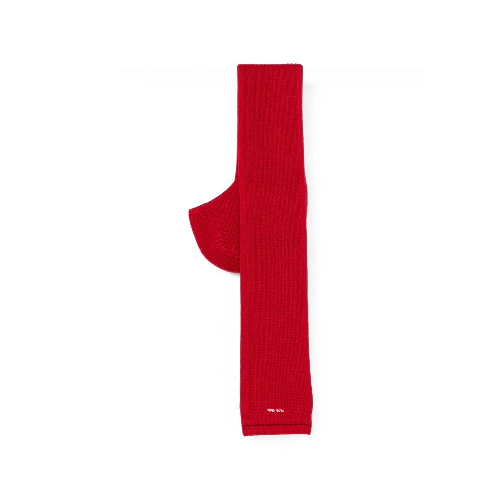 Stine Goya Ribbed-knit Logo-embroidered Scarf In Red