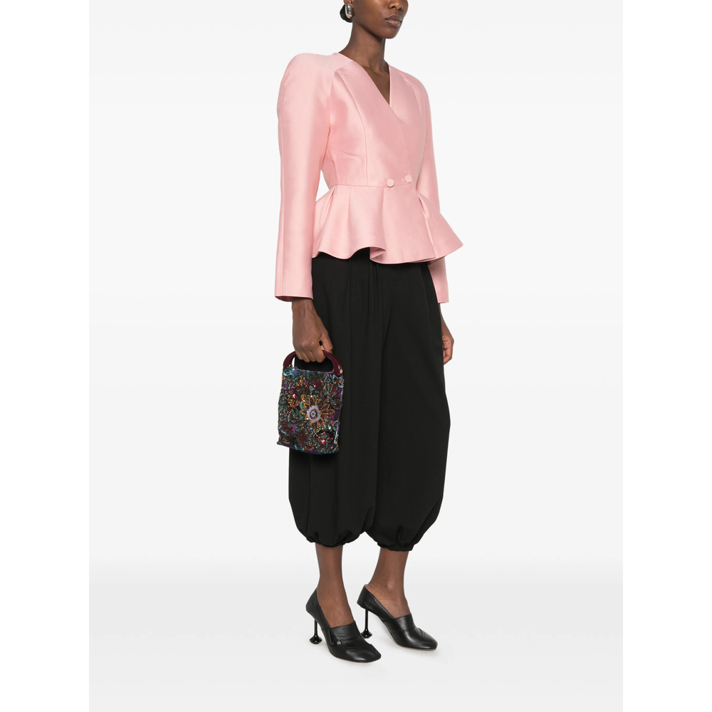 Peplum-Hem V-Neck Jacket