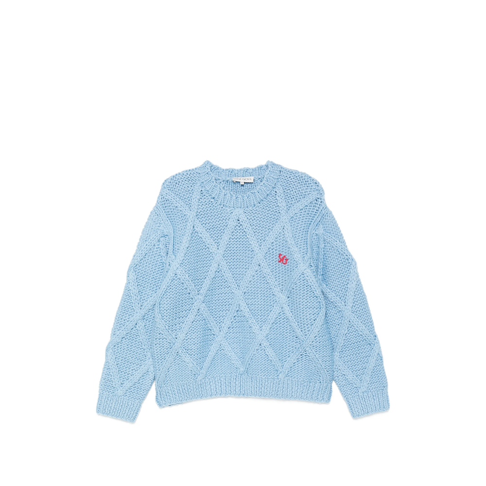 Cable-Knit Embroidered-Logo Sweater