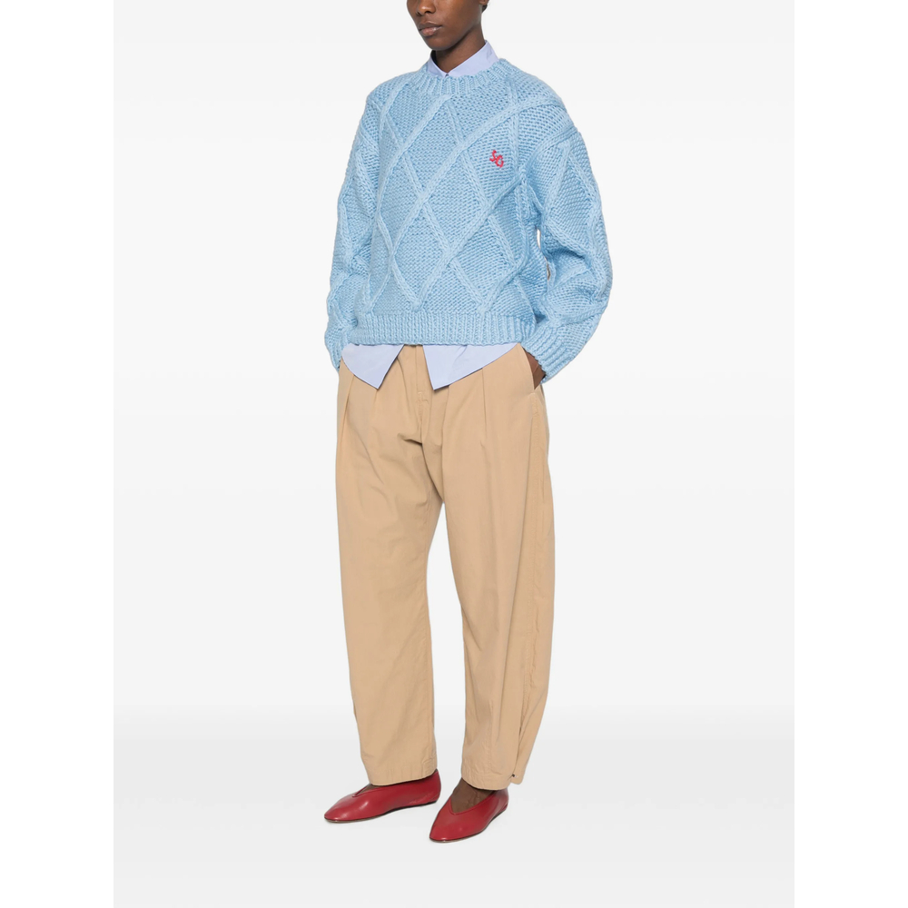 Cable-Knit Embroidered-Logo Sweater