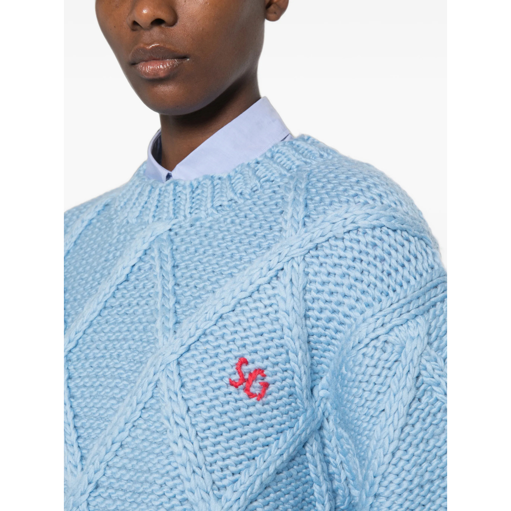 Cable-Knit Embroidered-Logo Sweater