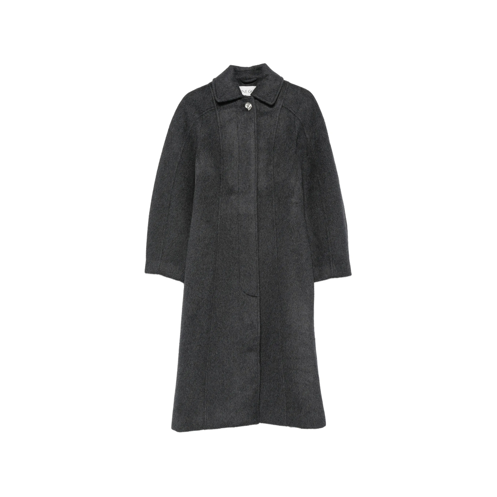 Shirred-Waist Single-Breasted Coat