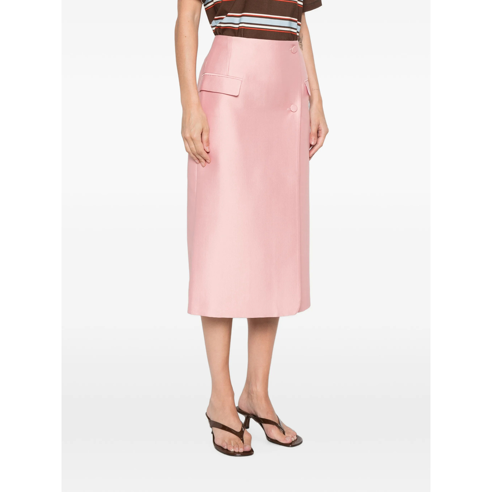 Button-Fastening Pencil Midi
