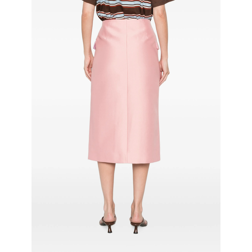 Button-Fastening Pencil Midi