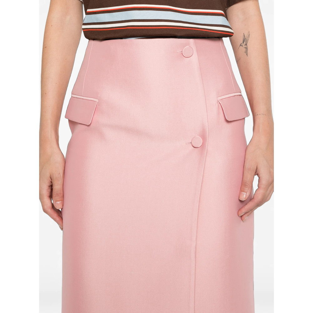 Button-Fastening Pencil Midi