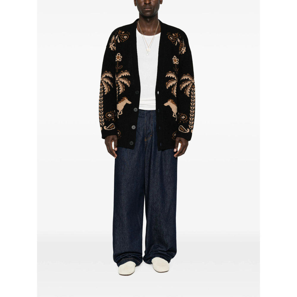 Palm-Intarsia Cardigan