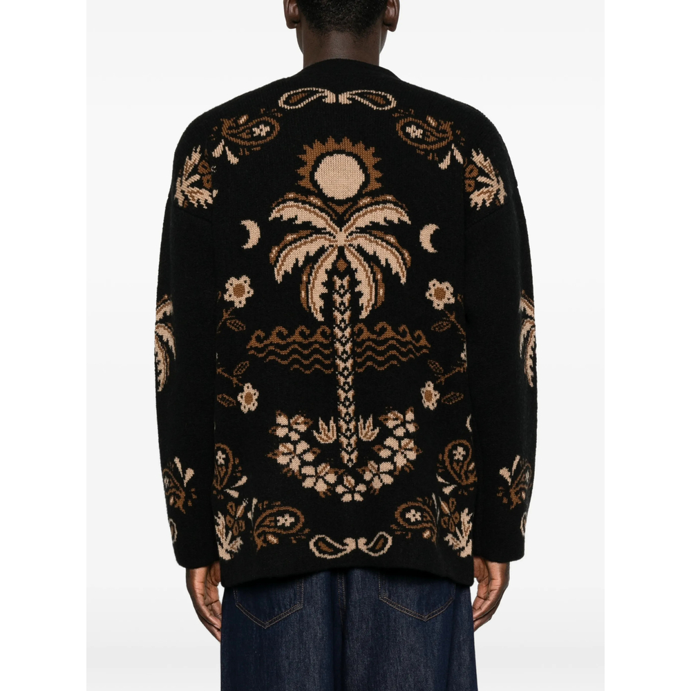 Palm-Intarsia Cardigan