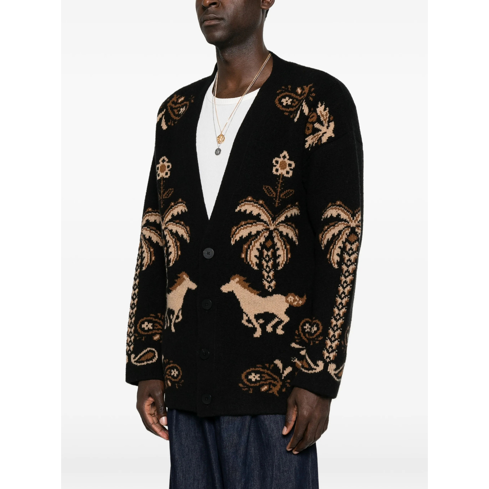 Palm-Intarsia Cardigan