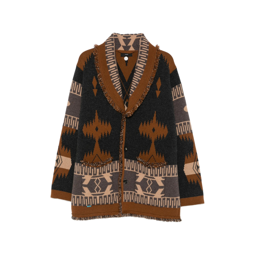 Alanui Jacquard-knit Fringed Cardigan