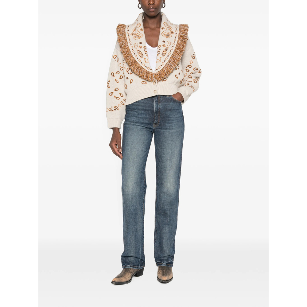 Paisley-Pattern Fringed Jacket