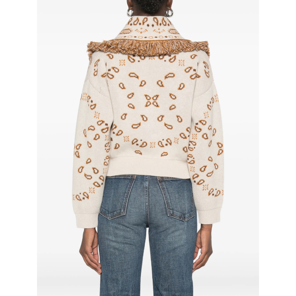 Paisley-Pattern Fringed Jacket