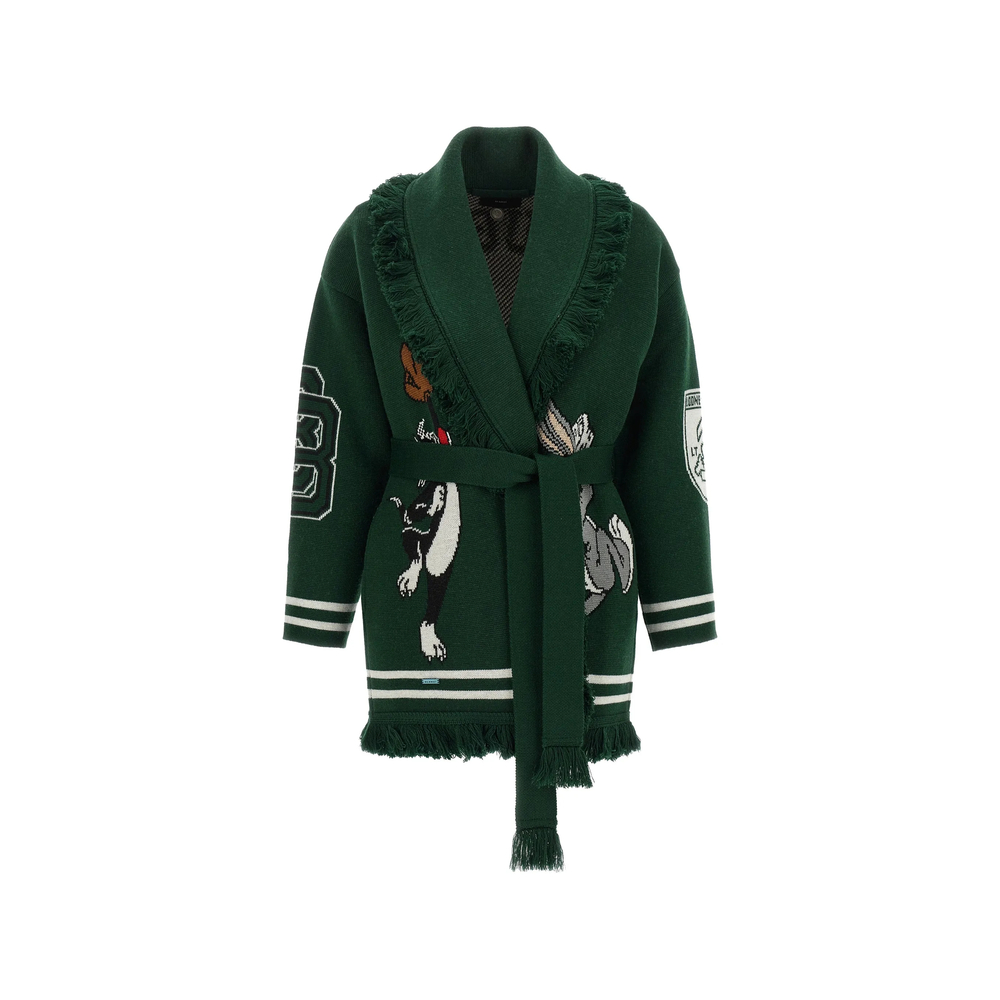 Alanui X Looney Tunes Sporty Bugs Bunny & Sylvester Jacquard-knit Cardigan In Green