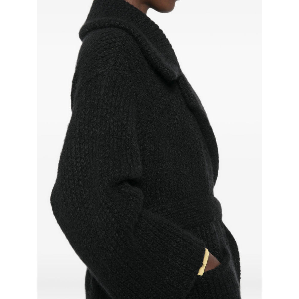 Ribbed-Knit Belted Coat